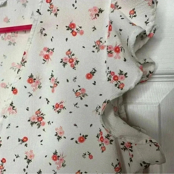 Ardene Peplum Top White/Pink/Red Floral Size Large - Picture 8 of 16